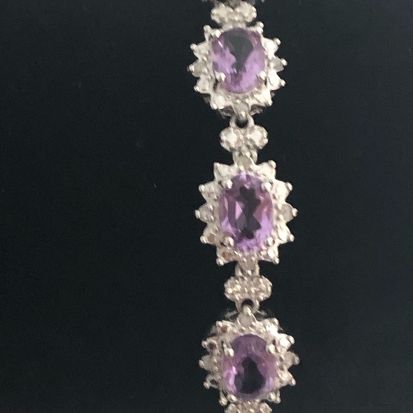 Amethyst & Diamond Sterling Silver Bracelet - Picture 4 of 12
